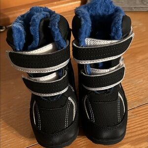 Kids Black and Blue Winter Snow Boots